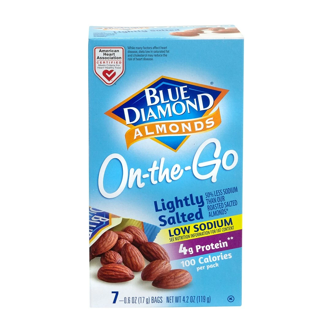Blue Diamond Lightly Salted Low Sodium Almonds On-The-Go Pouches, 0.63 Oz, 42/Pack (220-00795) - Image 4