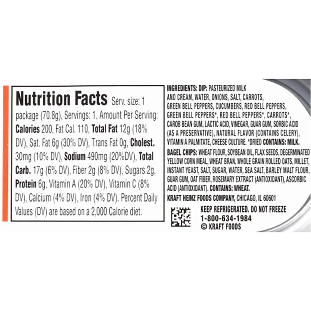 Philadelphia Bagel Chips & Cream Cheese Dip, Garden Vegetable, 2.5 Oz., 5/Pack (62352) - Image 4